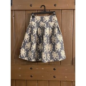 Kay Unger‎ Vintage Style High Waist Floral Jacquard Midi brocade Skirt size 2